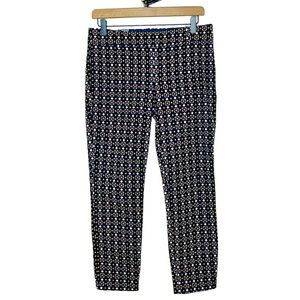NWT J. Crew Size 4 Winnie Pant City Fit Navy Blue Geo Print Stretch Twill